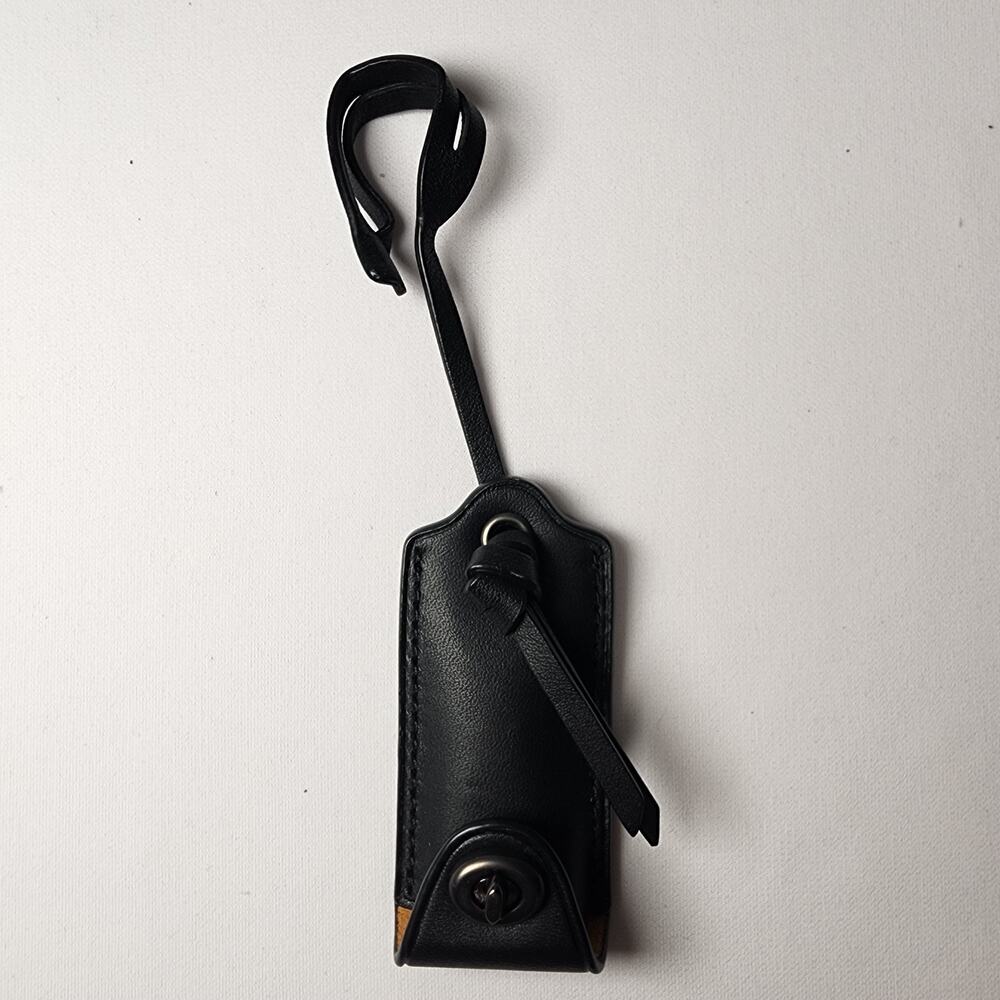 Coach 1941 Leather Clochette Hanging Tag Charm Dark Gunmetal Black